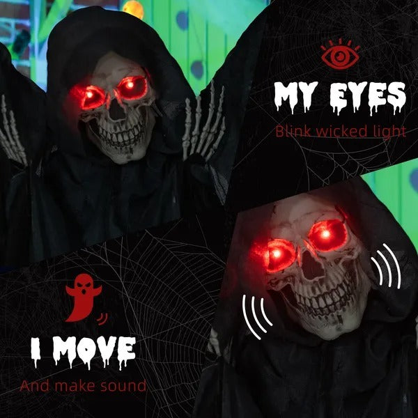 6.4 Life Size Winged Grim Reaper Outdoor Halloween Decoration Animatronic, Animated Prop WLight Up Eyes EX-STOCK Canada 