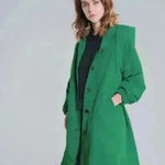 Women Casual Style Hoodie Windbreaker Mid-Length Long-Sleeved waist Jacket