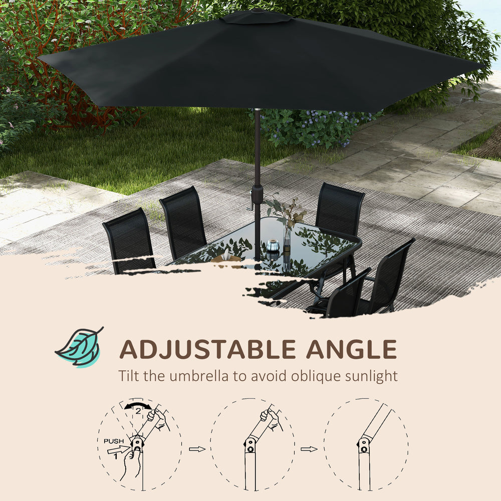Ensemble de mobilier de patio 8 pièces avec parasol de 9 pieds, table et chaises de jardin, noirEX-STOCK Canada 