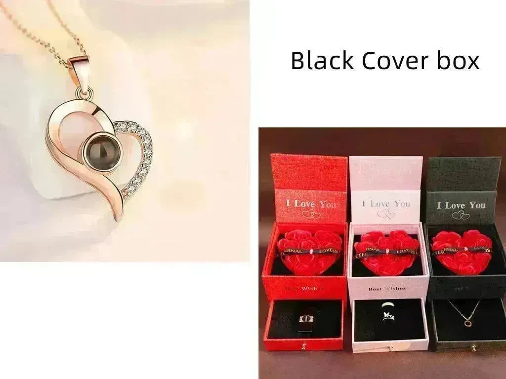 Hot Valentine's Day Gifts Metal Rose Jewelry Gift Box Necklace For Wedding Girlfriend Necklace Gifts - EX-STOCK CANADA