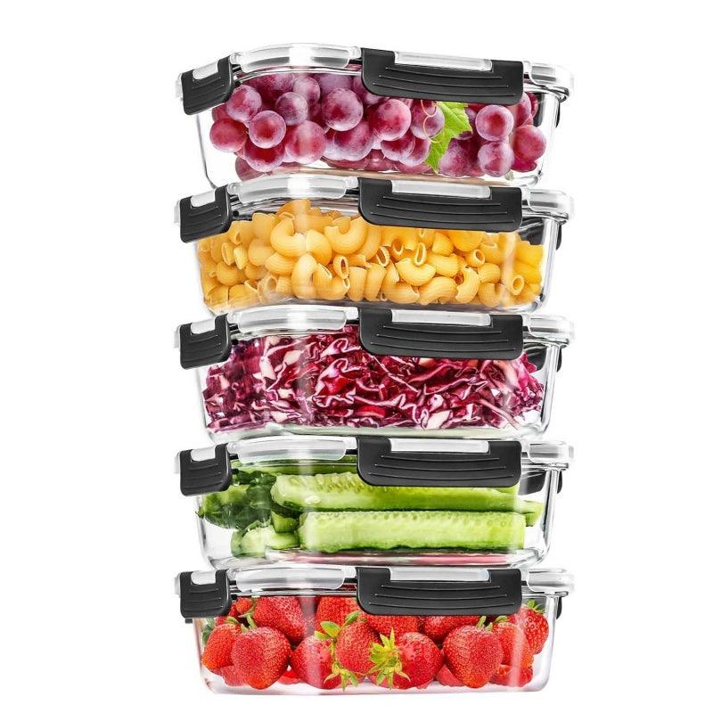 Glass Food Storage Containers With Lids - 5 Airtight Food Storage Containers 