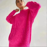 Casual Oversize Hip pop style Round neck Knitted Twist Sweater dress