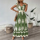 Women's Summer Flowy Maxi Dress Casual Cap Sleeve V Neck Smocked Waist Beach Sundress EX-STOCK