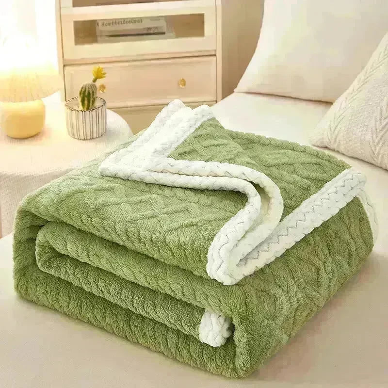 Blanket Double Thickened Warm Coral Fleece Sofa Winter Blanket - EX-STOCK CANADA