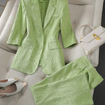 Half Sleeve Blazer And Pant Suit Ladies Women Female Jacket pant suit for women - EX-STOCK CANADA