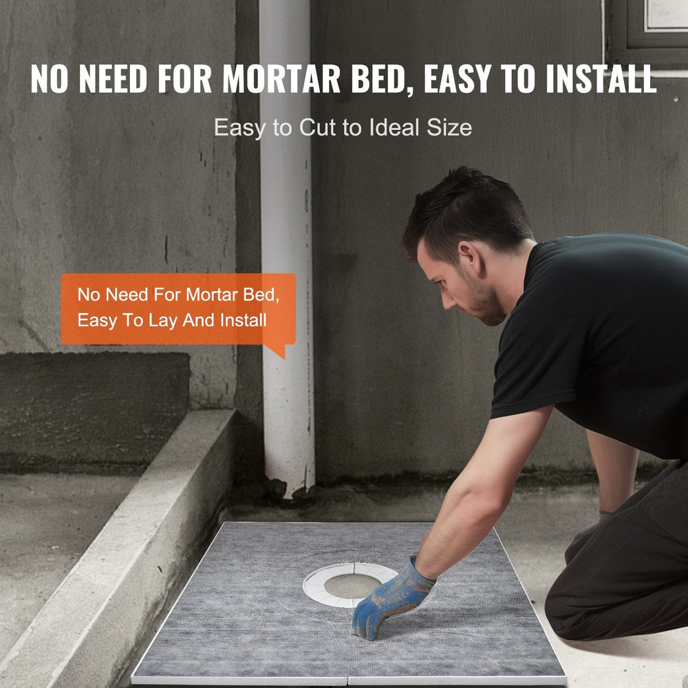 Shower Curb Kit, 36x36 Shower Pan Kit With 6.3 Central Drain, Lightweight EPS Shower Installation Kits With 2 Waterproof Cloths, Shower Pan Slope Sticks Fit For Bathroom EX-STOCK