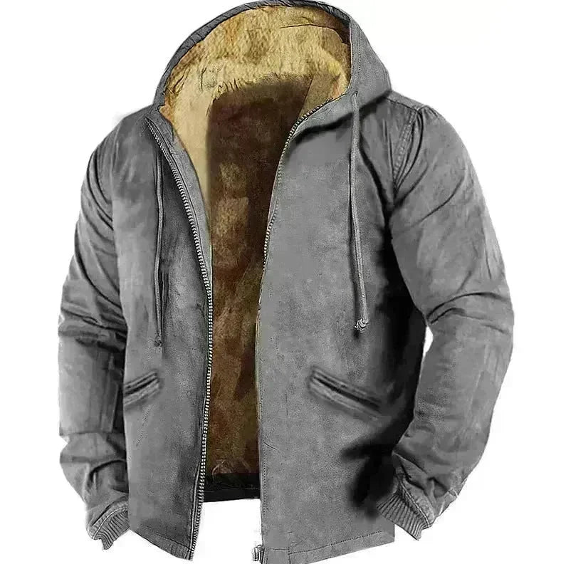 Winter Thick Fleece-lined Cotton-padded Coat Drawstring Jacket Cardigan for Men - EX-STOCK CANADA