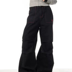 Contrasting Color Of Black And Red Workwear With Pocket Trousers - EX-STOCK CANADA