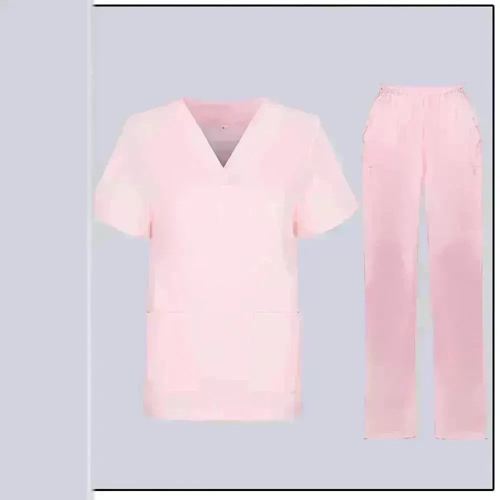 Women Nurse Uniform Female Hospital Nurse Costume V Neck Top Pants Set Nursing Uniforms Women Scrubs Set for Beauty Salon Massaging Workwear - EX-STOCK CANADA