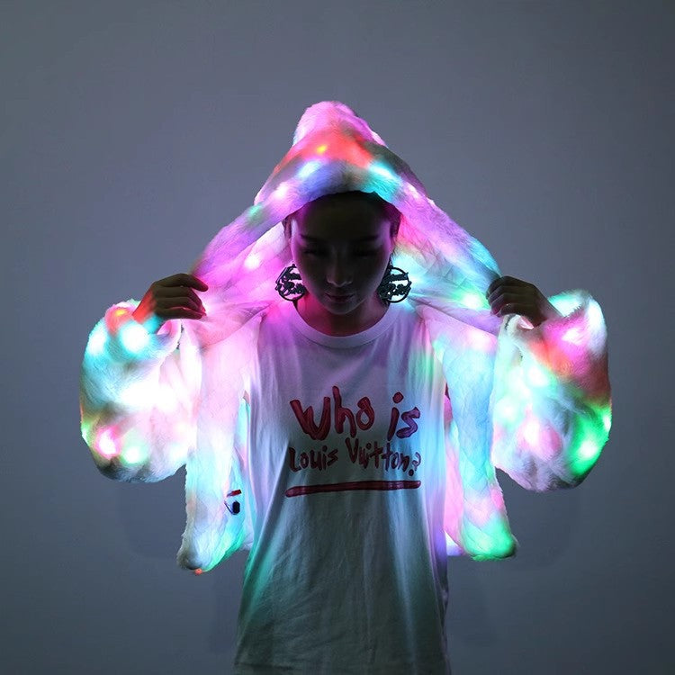 Women's LED light-up faux-fur party coat | EX-STOCK Canada product gallery image 2
