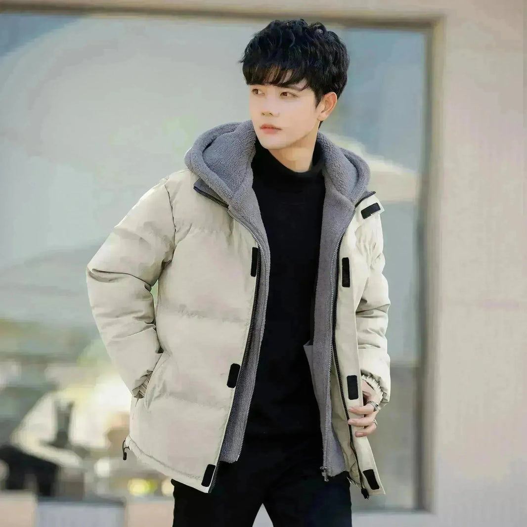 Polar Fleece Hooded  Winter Rain Puffer Jacket for Men