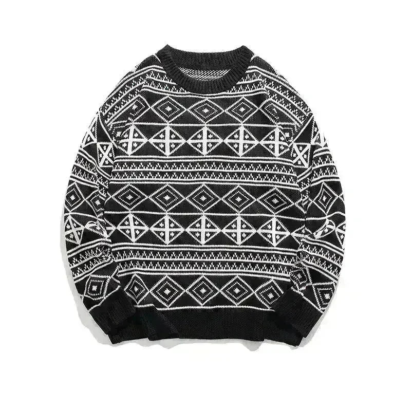 New Trendy Casual Jacquard Knitted Loose Pullover Sweater unisex - EX-STOCK CANADA