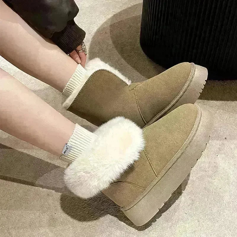 Winter Warm Snow Boots New Fashion Foldable Fleece Cotton Shoes For Women Plus Velvet And Thickened Plush Ankle Boots - EX-STOCK CANADA