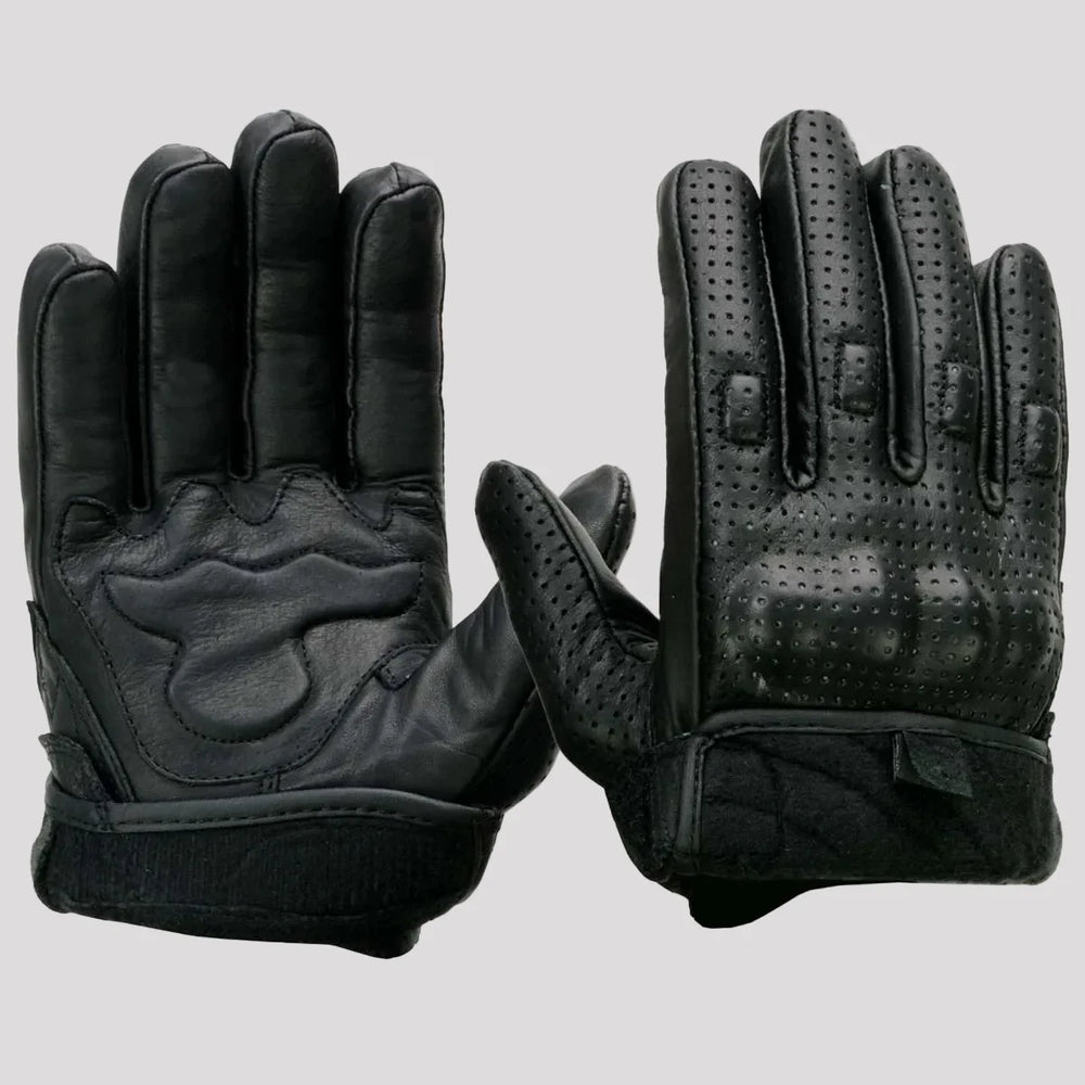 Open Road Men's Perforated Armored Leather Motorcycle Gloves 