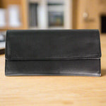 Cartera de cuero trifold con solapa para mujeres de JBG InternationalEX-STOCK Canada 