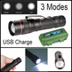 LED Military Flashlight USB Rechargeable Tactical Zoom Torch Most Powerful Mini Pen Light EX-STOCK