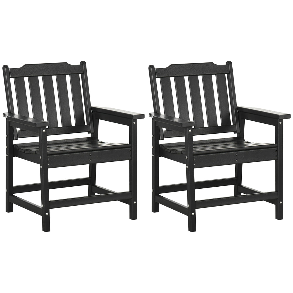 Ensemble de 2 chaises de patio toutes saisons, chaises de salle à manger de patio en HDPE, mobilier d'extérieur robuste imitation bois, noirEX-STOCK Canada 