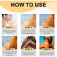 Step-by-step guide on how to use a tanning product with images and text.