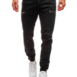 European And American Men's Denim Fabric Casual Frosted Zipper Design Jeans pant Men
