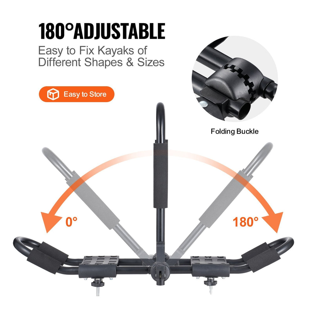 Kayak Roof Rack 1 Pair J-Bar, Soft Roof Rack, Top Mount Tie Down, Carrier For Kayak, Surf Board, Canoe, SUP, Ski Board, Mount On Car, SUV, Truck, 2 Kayaks EX-STOCK