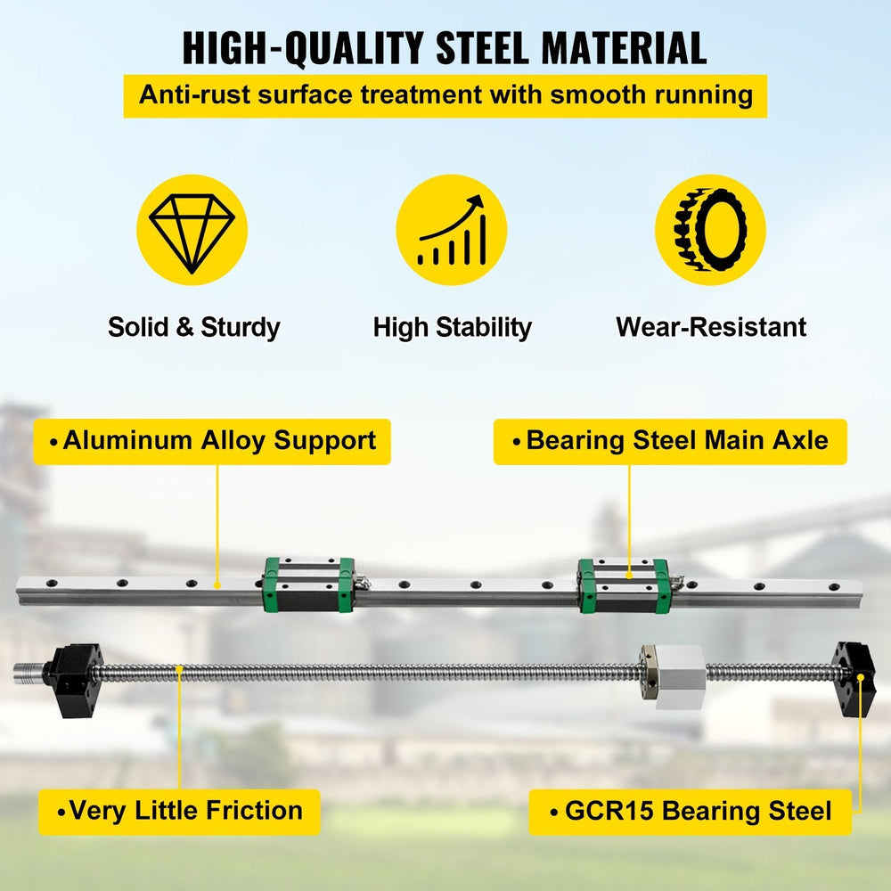 1Pcs RM1605-1000mm Ballscrew With BF12 BK12 Kit, Coupling, Slide Blocks Linear Guide Rail Set For DIY CNC Routers Lathes Mills EX-STOCK