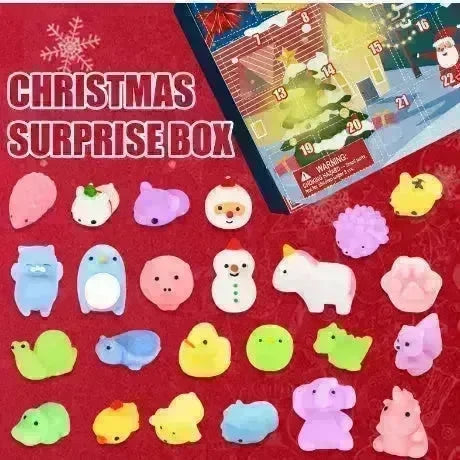 Dowmoo Christmas Pinch Joy Advent Calendar Blind Box, 24 Boxes Christmas Surprise Blind Box Rubber Animal Toys - EX-STOCK CANADA
