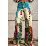 Thermal Transfer Bell-bottom Pants Simulation Denim Trousers Loose Pants 