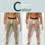 Men's Ultra thin Ice Silk Long John Skinny Flesh Nude Reflective Slim Leggings - EX-STOCK CANADA