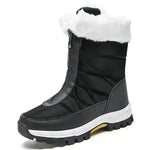 Winter Waterproof Snow Boots Women's Mid-calf Front Zipper