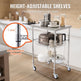 3-Tier Utility Cart Rolling Cart On Wheels 470 LBS 6 Hooks EX-STOCK