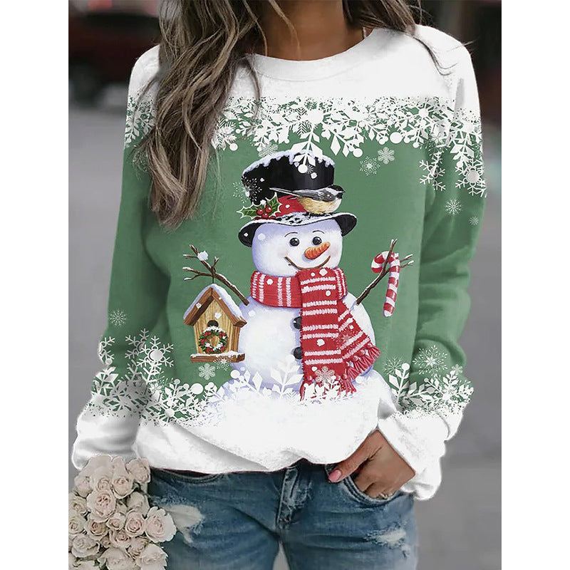 Snowman Printed Panel Loose Sweater EX-STOCK Canada 