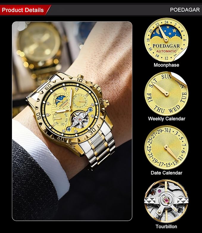 Men's Mechanical Watch Waterproof Luxury Multifunctional Men's Wrist Watch | EX-STOCK Canada 