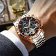 Luxury Automatic Men’s Watch – Gold Stainless Steel Skeleton Mechanical Wristwatch | EX-STOCK Canada 