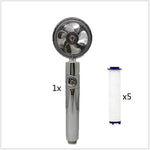 Propeller Driven Shower Head With Stop Button And Cotton Filter Turbocharged High Pressure Handheld Shower Nozzle - EX-STOCK CANADA