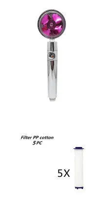 Propeller Driven Shower Head With Stop Button And Cotton Filter Turbocharged High Pressure Handheld Shower Nozzle - EX-STOCK CANADA