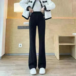 All-matching Straight Casual Fleece And Thick Slightly Flared Wide-leg trouser Pants For Women