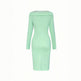 Women's Floral Embellished Long Sleeve Solid Color Round Neck A-Line Bodycon Party Dress For Spring&Summer Vacation EX-STOCK