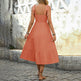 Casual Summer Dress Sleeveless Midi Boho Beach Dress Square Neck Flowy Sundress EX-STOCK