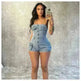 Strapless denim jumpsuit denim tube top jumpsuit  Denim short Jumpsuit women Denim Short Rompers jean romper shortsjean jumpsuit shorts - EX-STOCK CANADA