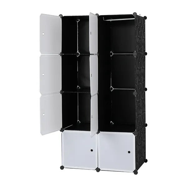 8 Cube Organizer Stackable Plastic Cube Storage Shelves Design Multifunctional Modular Closet Cabinet With Hanging Rod RT EX-STOCK