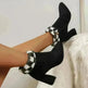 New Plaid Print Plush Ankle Boots Winter Fashion Square Heel Suede Boots Women Casual Versatile Shoes Autumn And Winter - EX-STOCK CANADA