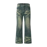 Washing Indentation Denim Bootcut Jeans Pants Men - EX-STOCK CANADA