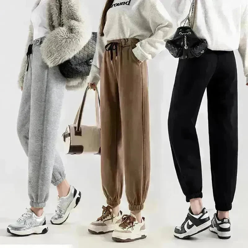 Fleece-lined Casual Harem Drawstring sweat Pants For Women - EX-STOCK CANADA