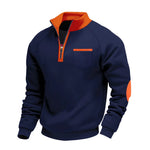 Men's Fleece-lined Heavy-duty Warm Zip-up Stand Collar Patchwork Stylish Casual Long-sleeve Sweatshirt EX-STOCK Canada 