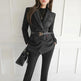 Formal Business Women Set New Striped Blazer Slim Pant suit 2pcs - EX-STOCK CANADA