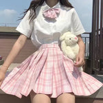 Student Jk Plaid Skirt Preppy Style Mini Pleated  Kilt Skirt - EX-STOCK CANADA