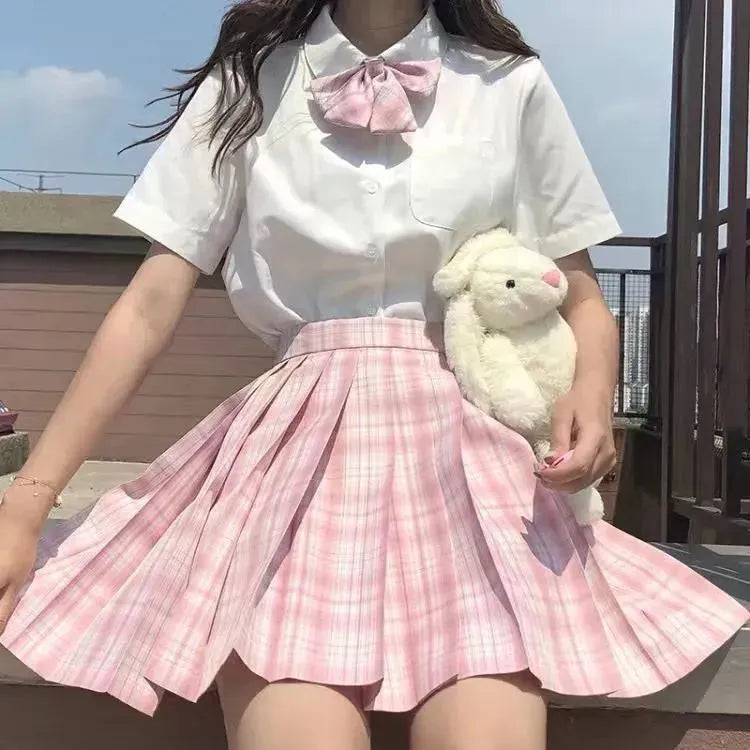 Student Jk Plaid Skirt Preppy Style Mini Pleated  Kilt Skirt - EX-STOCK CANADA