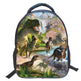 Backpack with dinosaur design on a white background
