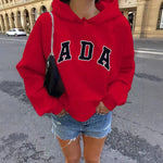 Casual And Versatile Letter Loose Hoodie With Fleece Lining For Women EX-STOCK Canada 