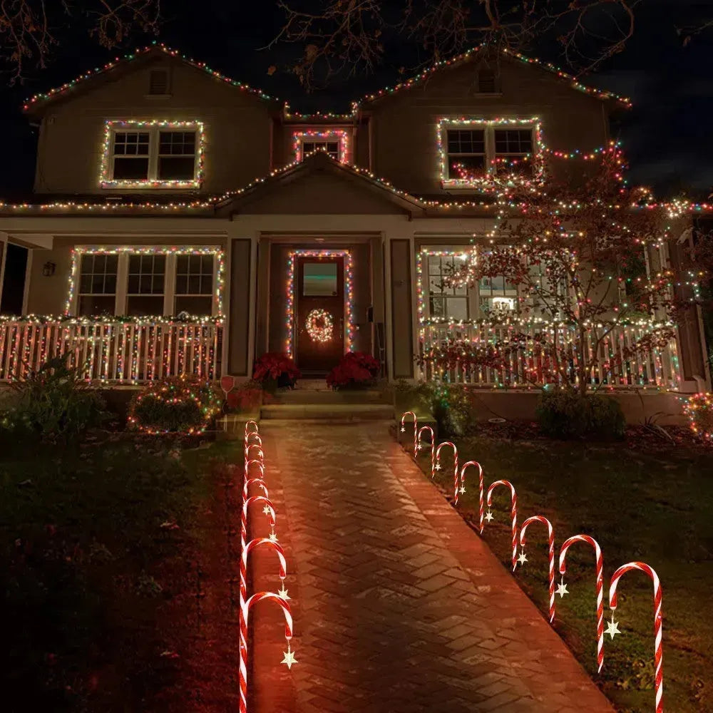 Christmas Solar Candy Cane Lamp Set Of 8 - EX-STOCK CANADA
